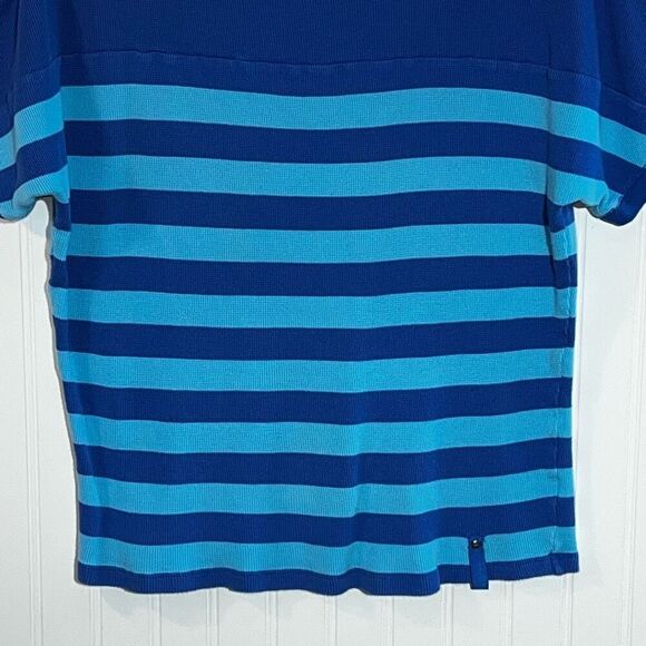 LRL Ralph Lauren Jeans Co Shirt Women Large Blue Strip Short Sleeve Pullover - Picture 6 of 9